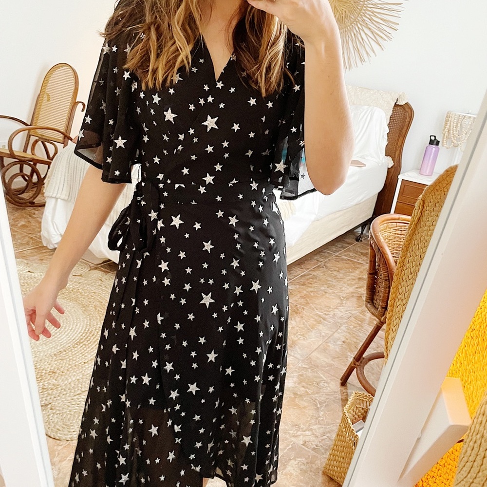 Renamed Flutter Sleeve Star Print Dress
